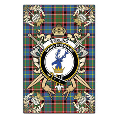 Stirling Bannockburn Tartan Crest Black Garden Flag - Gold Thistle Style
