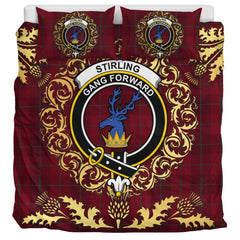 Stirling of Keir Tartan Crest Bedding Set - Golden Thistle Style