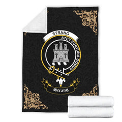 Strang (or Strange) Crest Tartan Premium Blanket Black