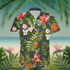 Strange (or Strang) Tartan Hawaiian Shirt Hibiscus, Coconut, Parrot, Pineapple - Tropical Garden Shirt