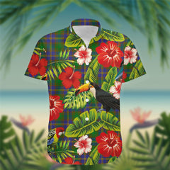 Strange (or Strang) Tartan Hawaiian Shirt Hibiscus, Coconut, Parrot, Pineapple - Tropical Garden Shirt