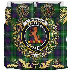 Sutherland 01 Tartan Crest Bedding Set - Golden Thistle Style