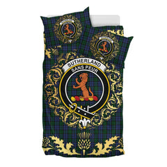 Sutherland 02 Tartan Crest Bedding Set - Golden Thistle Style