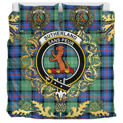 Sutherland Ancient Tartan Crest Bedding Set - Golden Thistle Style