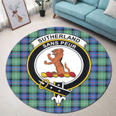 Sutherland Old Ancient Tartan Crest Round Rug