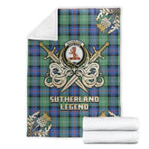 Sutherland Old Ancient Tartan Gold Courage Symbol Blanket