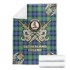 Sutherland Old Ancient Tartan Gold Courage Symbol Blanket