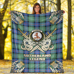 Sutherland Old Ancient Tartan Gold Courage Symbol Blanket