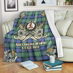 Sutherland Old Ancient Tartan Gold Courage Symbol Blanket