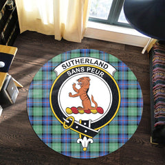 Sutherland Old Ancient Tartan Crest Round Rug