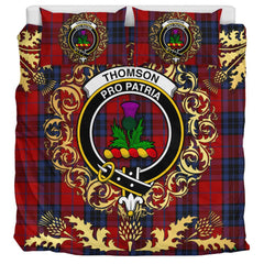 Thompson 02 Tartan Crest Bedding Set - Golden Thistle Style