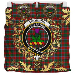 Thompson (Mackinlay) Tartan Crest Bedding Set - Golden Thistle Style