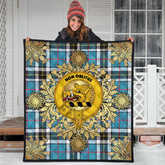 Thomson Tartan Crest Premium Quilt - Gold Thistle Style