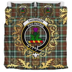 Thomson Hunting Modern Tartan Crest Bedding Set - Golden Thistle Style