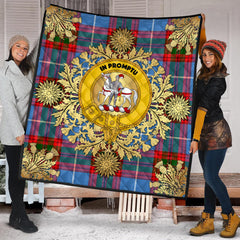 Trotter Tartan Crest Premium Quilt - Gold Thistle Style