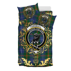Turnbull Hunting 01 Tartan Crest Bedding Set - Golden Thistle Style