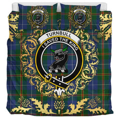 Turnbull Hunting 01 Tartan Crest Bedding Set - Golden Thistle Style