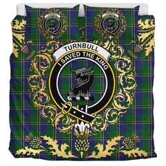 Turnbull Hunting 02 Tartan Crest Bedding Set - Golden Thistle Style