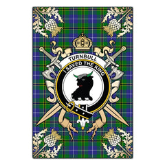 Turnbull Hunting Tartan Crest Black Garden Flag - Gold Thistle Style