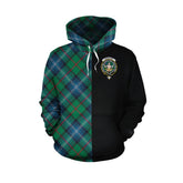 Urquhart Ancient Tartan Hoodie Half of Me - Cross Style