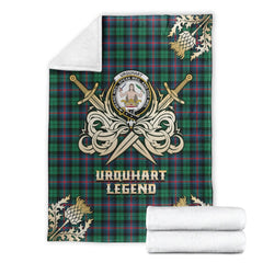 Urquhart Broad Red Ancient Tartan Gold Courage Symbol Blanket