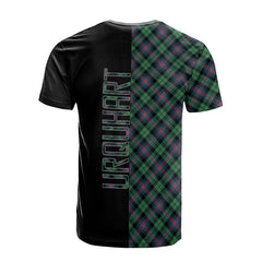 Urquhart Broad Red Ancient Tartan T-Shirt Half of Me - Cross Style