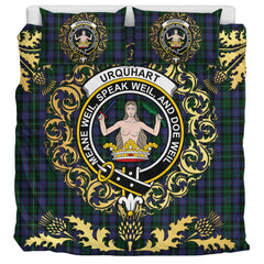 Urquhart Brydon Tartan Crest Bedding Set - Golden Thistle Style