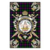 Urquhart Modern Tartan Crest Black Garden Flag - Gold Thistle Style