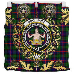 Urquhart Modern Tartan Crest Bedding Set - Golden Thistle Style