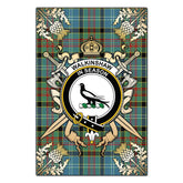 Walkinshaw Tartan Crest Black Garden Flag - Gold Thistle Style