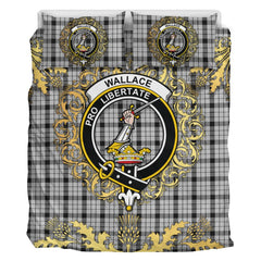 Wallace Dress Tartan Crest Bedding Set - Golden Thistle Style