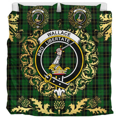 Wallace Hunting Tartan Crest Bedding Set - Golden Thistle Style