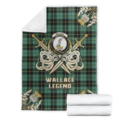 Wallace Hunting Ancient Tartan Gold Courage Symbol Blanket