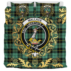 Wallace Hunting Ancient Tartan Crest Bedding Set - Golden Thistle Style