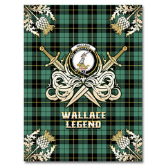 Wallace Hunting Ancient Tartan Gold Courage Symbol Blanket