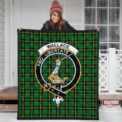 Wallace Hunting Green Tartan Crest Quilt