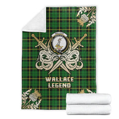 Wallace Hunting Green Tartan Gold Courage Symbol Blanket