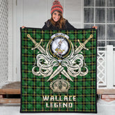 Wallace Hunting Green Tartan Crest Legend Gold Royal Premium Quilt