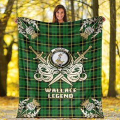 Wallace Hunting Green Tartan Gold Courage Symbol Blanket