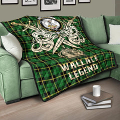 Wallace Hunting Green Tartan Crest Legend Gold Royal Premium Quilt