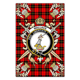 Wallace Hunting Red Tartan Crest Black Garden Flag - Gold Thistle Style