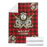 Wallace Hunting Red Tartan Gold Courage Symbol Blanket