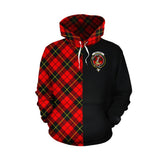 Wallace Hunting Red Tartan Hoodie Half of Me - Cross Style
