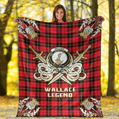 Wallace Hunting Red Tartan Gold Courage Symbol Blanket
