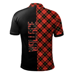 Wallace Hunting Red Tartan Polo Shirt Half of Me - Cross Style