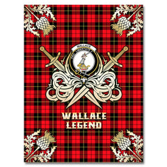 Wallace Hunting Red Tartan Gold Courage Symbol Blanket
