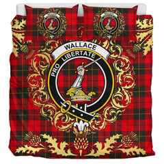 Wallace Weathered Tartan Crest Bedding Set - Golden Thistle Style