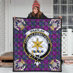 Wardlaw Modern Tartan Crest Premium Quilt - Gold Thistle Style
