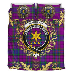 Wardlaw Modern Tartan Crest Bedding Set - Golden Thistle Style