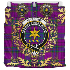 Wardlaw Modern Tartan Crest Bedding Set - Golden Thistle Style